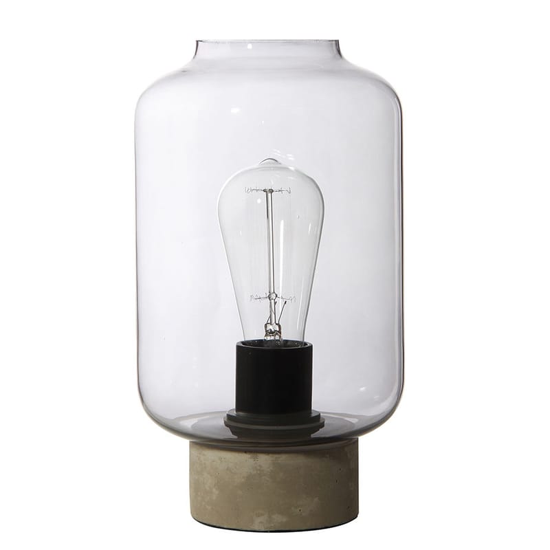 Luminaire - Lampes de table - Lampe de table Column verre pierre gris / H 27 cm - Frandsen - Béton / Fumé transparent - Béton, Verre