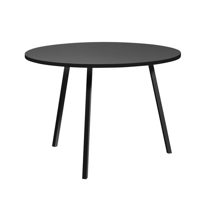 Mobilier - Tables - Table ronde Loop métal  / Ø 105 cm - Stratifié finition linoleum - Hay - Noir - Acier laqué