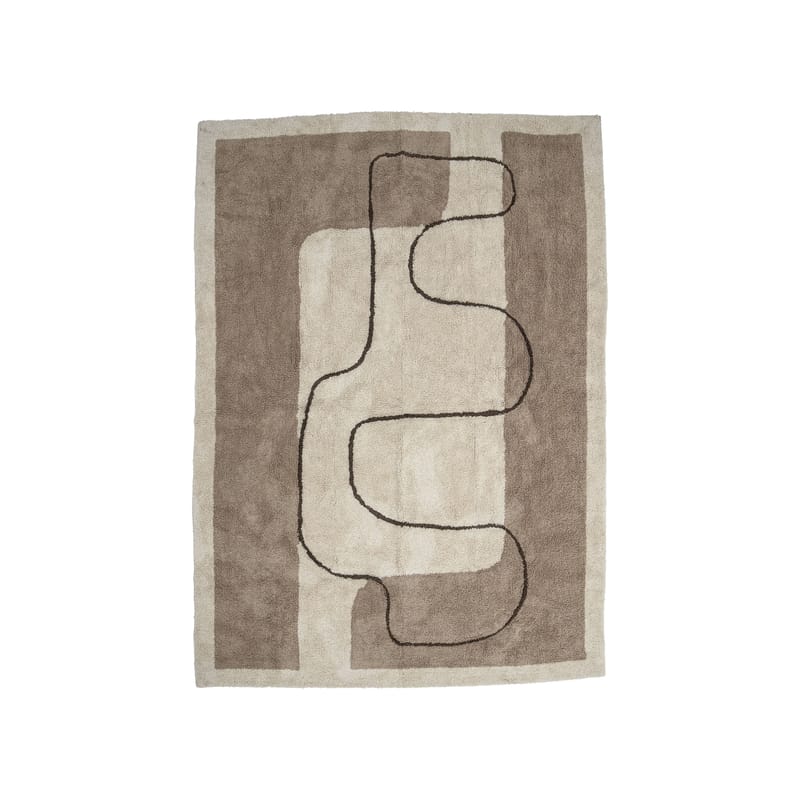 Décoration - Tapis - Tapis Bet tissu beige / 215 x 150 cm - Bloomingville - Beige - Coton tufté, Polyester, Viscose