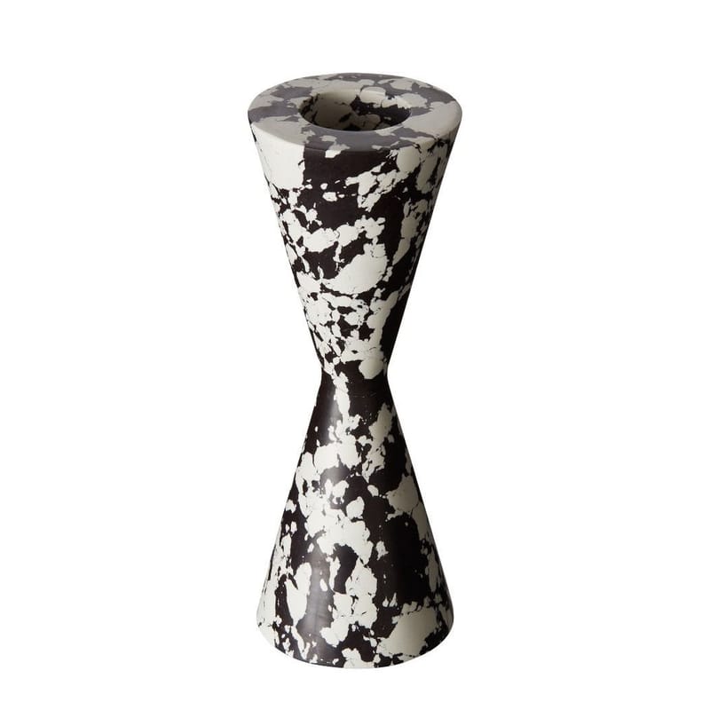 Décoration - Bougeoirs, photophores - Bougeoir Swirl Cone pierre blanc noir / Effet marbre - Tom Dixon - Noir & blanc - Pigments, Poudre de marbre recyclée, Résine