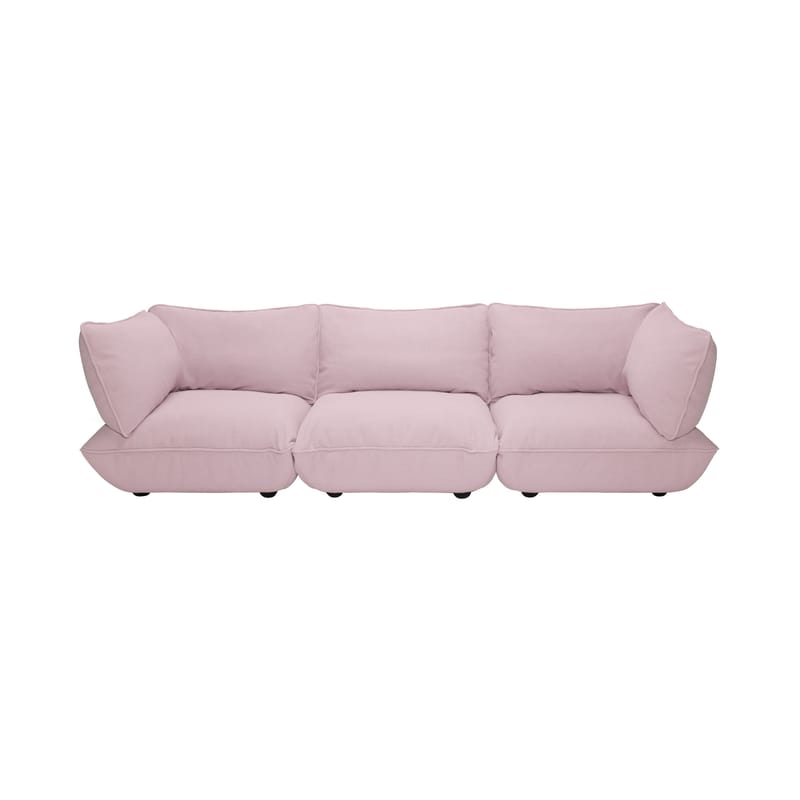 Mobilier - Canapés - Canapé droit Sumo Grand tissu rose / 4 places - L 301 cm - Fatboy - Rose Bubble - ABS, Acier, Mousse recyclée, Polypropylène, Tissu