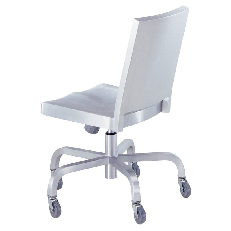 Mobilier - Fauteuils de bureau - Chaise à roulettes Hudson Outdoor métal / Alu brossé - Emeco - Alu brossé (outdoor) - Aluminium brossé recyclé