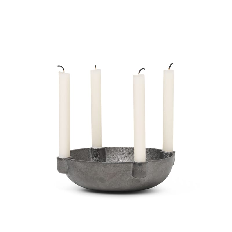 Décoration - Bougeoirs, photophores - Chandelier Bowl  Small métal noir / Ø 14 cm - Laiton - Ferm Living - Noir - Laiton