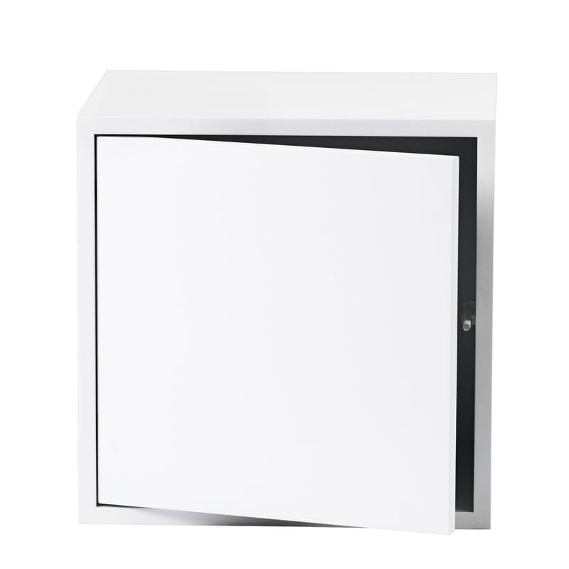 Mobilier - Etagères & bibliothèques - Etagère Stacked bois blanc / Medium carré 43x43 cm / Avec porte - Muuto - Blanc - MDF peint
