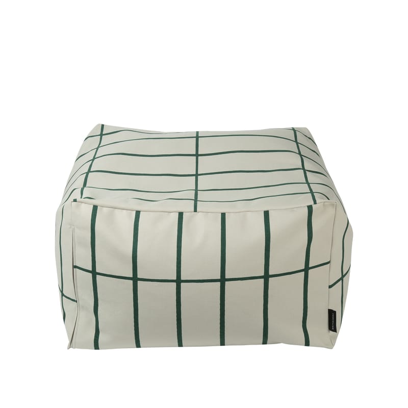 Möbel - Möbel für Kinder - Sitzkissen Tiiliskivi textil grün beige / 55 x 55 cm - Marimekko - Tiiliskivi / Beige & grün - Dicke Baumwolle, Erweiterte Polystyrolkugeln