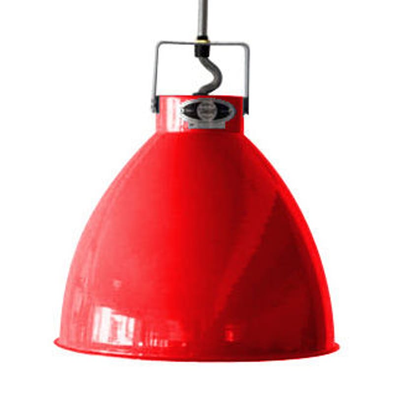 Luminaire - Suspensions - Suspension Augustin métal rouge Large Ø 36 cm - Jieldé - Rouge brillant / Intérieur argent - Métal laqué