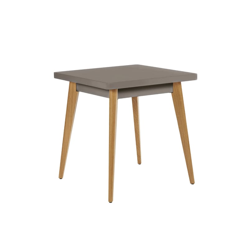 Mobilier - Tables - Table carrée 55 métal gris / Pieds chêne - 70 x 70 cm - Tolix - Gris de Paris (mat fine texture) / Chêne - Acier laqué, Chêne massif PFC