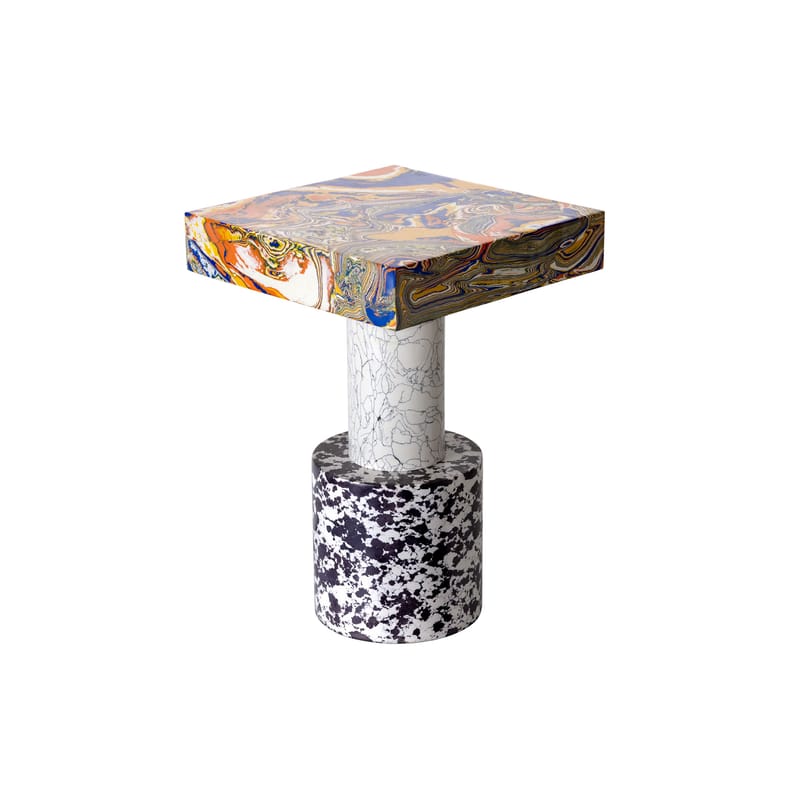 Mobilier - Tables basses - Table d\'appoint Swirl plastique matériau composite multicolore / Medium - 30 x 30 x H 44 cm / Effet marbre - Tom Dixon - 30 x 30 x H 44 cm - Poudre de marbre recyclée, Résine