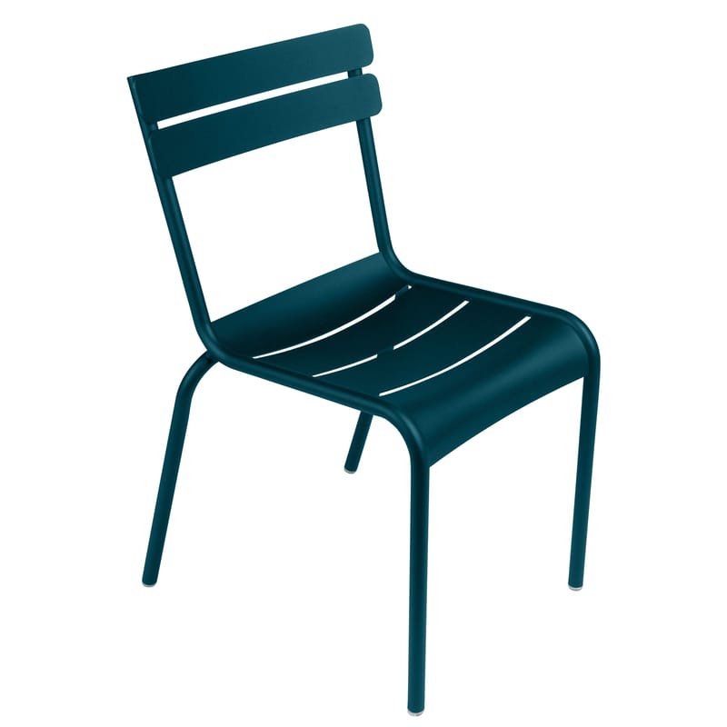 Mobilier - Chaises, fauteuils de salle à manger - Chaise empilable Luxembourg métal bleu / Aluminium - Fermob - Bleu Acapulco - Aluminium laqué