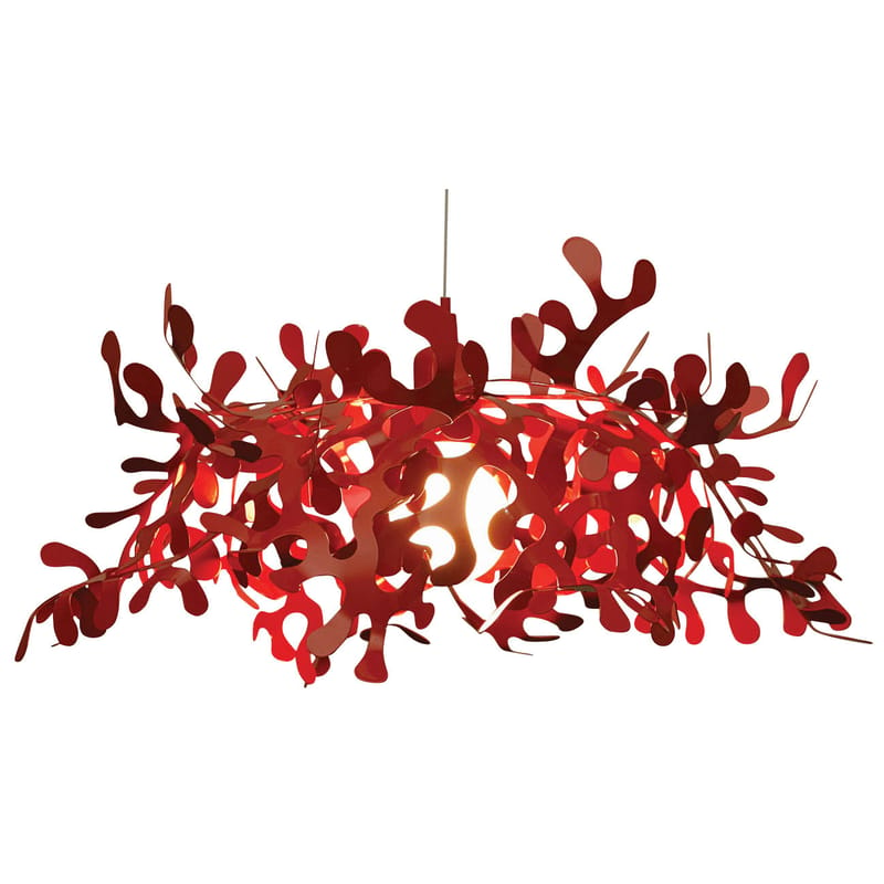 Leuchten - Pendelleuchten - Pendelleuchte Leaves metall rot Ø 55 cm - Lumen Center Italia - Rot - lackiertes Metall