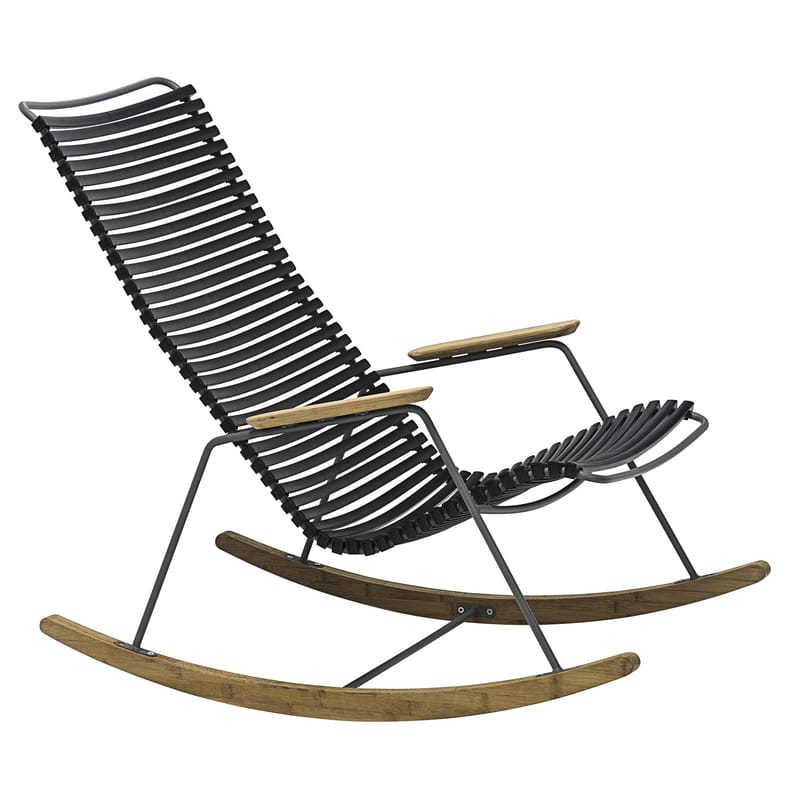 Mobilier - Fauteuils - Rocking chair Click plastique bois noir / bambou - Houe - Noir - Bambou, Matière plastique, Métal