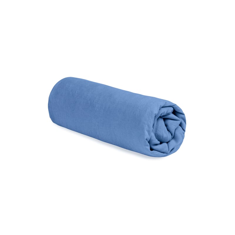Trends - Kleine Preise - Spannbetttuch 140 x 200 cm  textil blau / Gewaschenes Leinen (zerknittertes Aussehen) - Au Printemps Paris - 140 x 200 cm / Marineblau - Gewaschenes Leinen