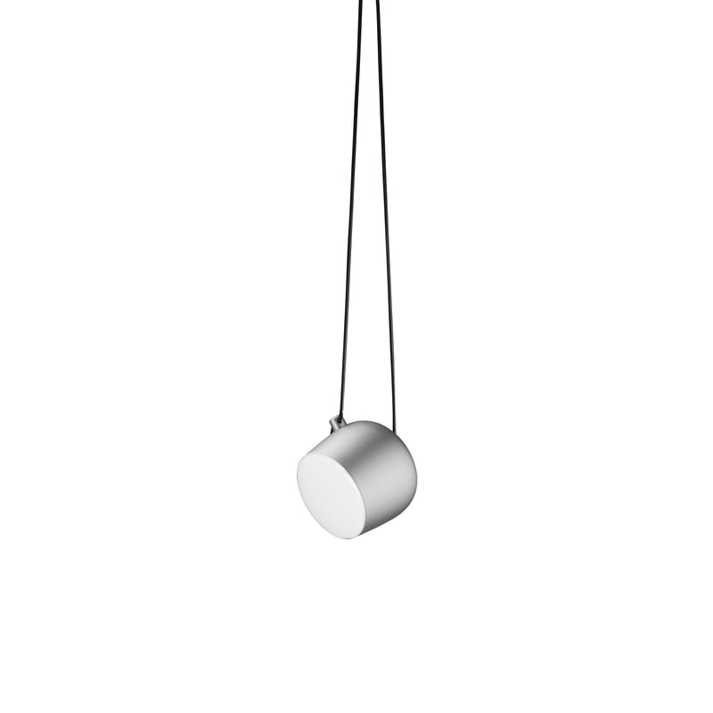 Luminaire - Suspensions - Suspension AIM gris argent métal LED /  Ø 24 cm - Flos - Argent clair anodisé - Aluminium, Polycarbonate