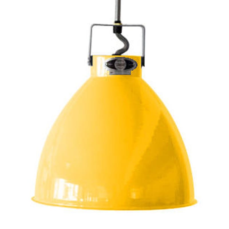 Luminaire - Suspensions - Suspension Augustin métal jaune Large Ø 36 cm - Jieldé - Moutarde brillant / Intérieur argent - Métal laqué