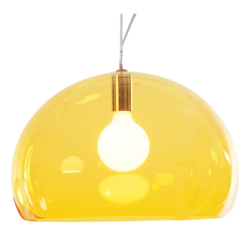 Luminaire - Suspensions - Suspension FL/Y plastique jaune / Ø 52 cm - Kartell - jaune - PMMA teinté dans la masse