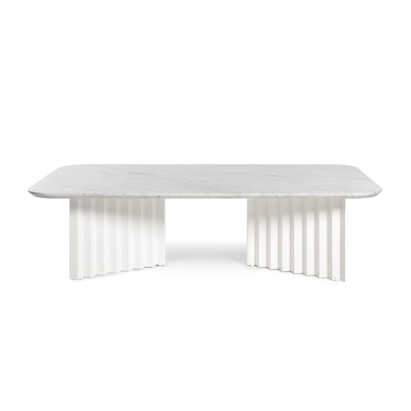 Mobilier - Tables basses - Table basse Plec Large pierre blanc / Marbre - 115 x 60 x H 30 cm - RS BARCELONA - Blanc - Acier, Marbre