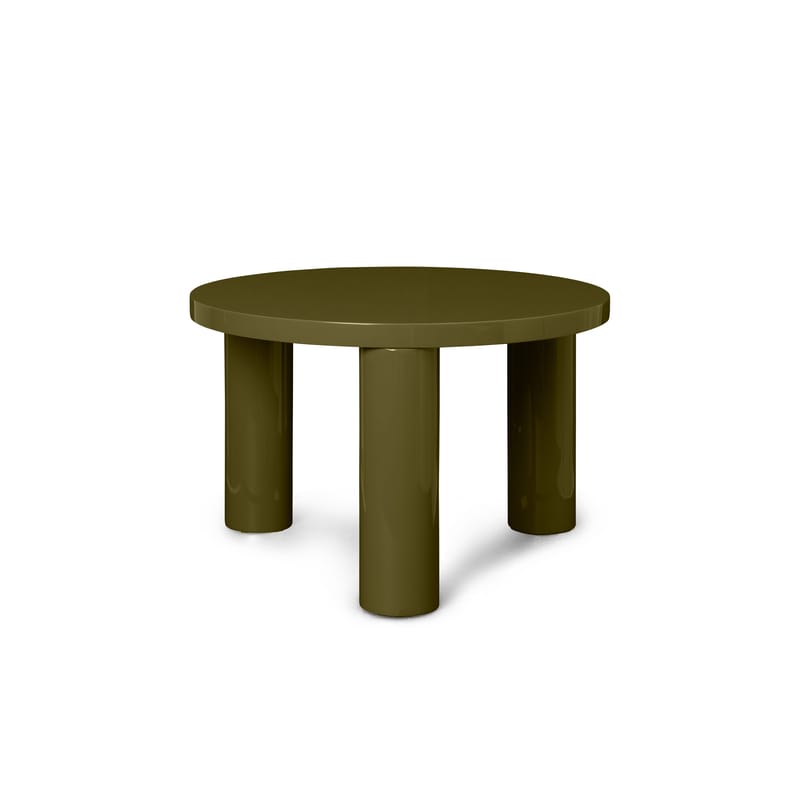 Mobilier - Tables basses - Table basse Post bois vert / Ø 65 x H 41.4 cm - MDF laqué - Ferm Living - Vert Olive - MDF laqué