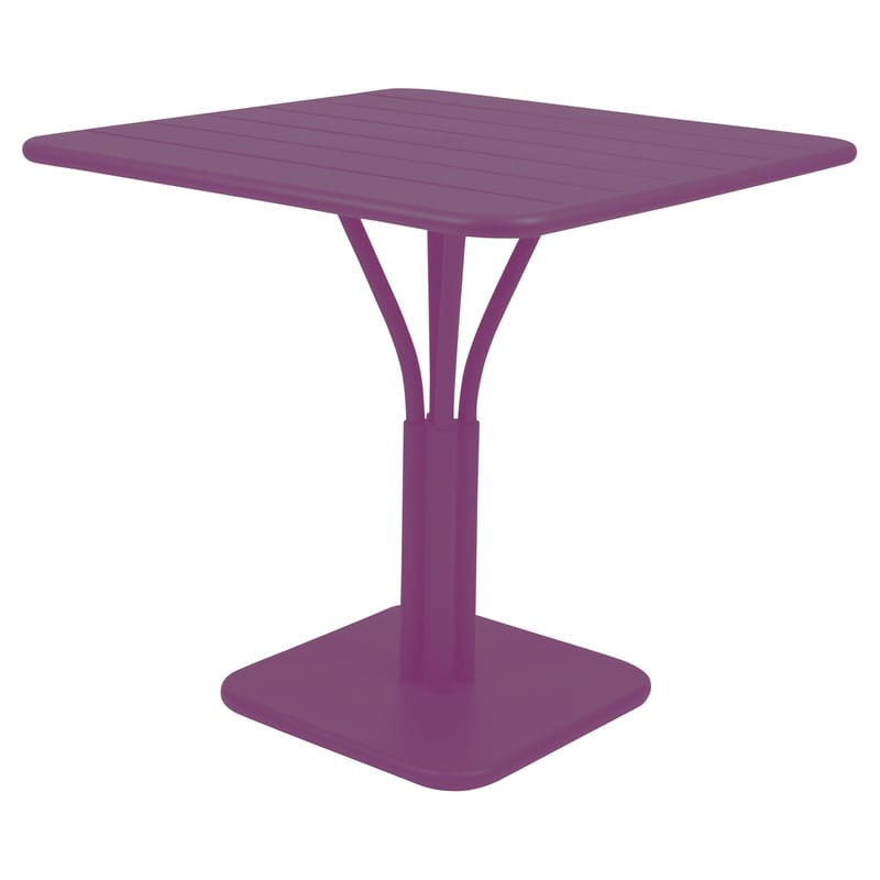 Life Style - Table carrée Luxembourg métal violet / 80 x 80 cm - Pied central - Aluminium - Fermob - Aubergine - Aluminium laqué