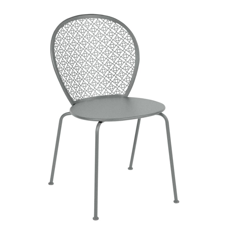 Mobilier - Chaises, fauteuils de salle à manger - Chaise empilable Lorette métal gris - Fermob - Gris lapilli - Acier laqué