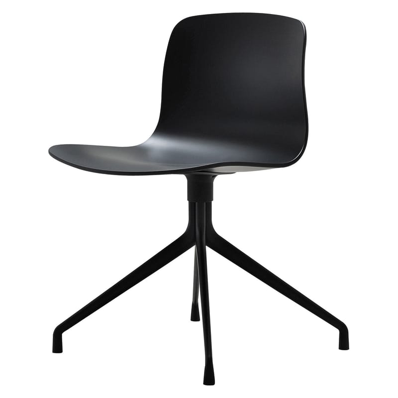 Mobilier - Chaises, fauteuils de salle à manger - Chaise pivotante About a chair plastique noir - Hay - Noir / Pied noir - Fonte d\'aluminium laqué, Polypropylène