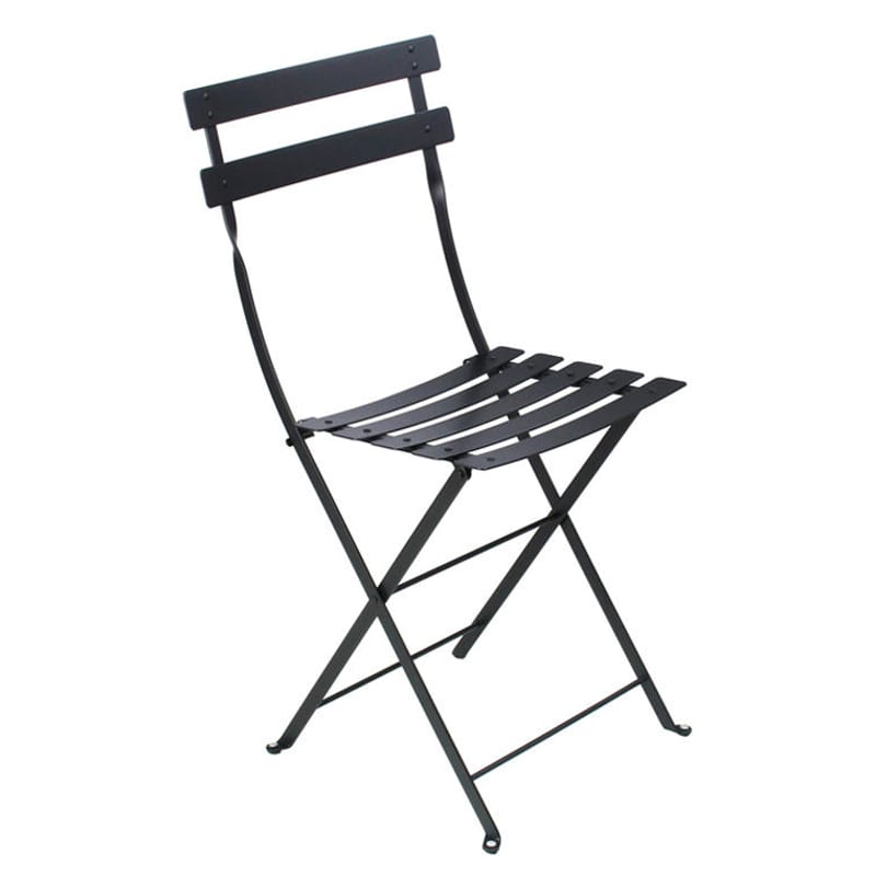 Mobilier - Chaises, fauteuils de salle à manger - Chaise pliante Bistro métal noir - Fermob - Réglisse - Acier laqué