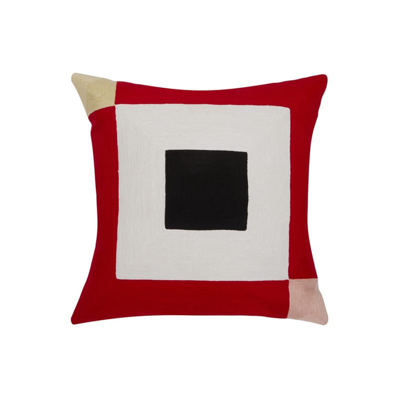 Décoration - Coussins - Coussin Infinity tissu rouge / 42 x 42 cm - Coton brodé - Maison Sarah Lavoine - Coquelicot - Coton, Fibre de silicone