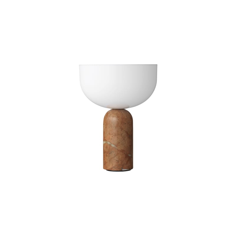 Luminaire - Lampes de table - Lampe sans fil rechargeable Kizu LED pierre orange / Base marbre - H 24 cm - NEW WORKS - Marbre orange - Acrylique, Marbre