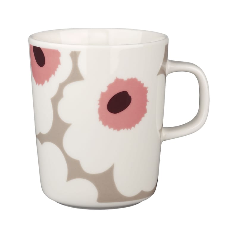 Table et cuisine - Tasses et mugs - Mug Unikko céramique multicolore / 25 cl - Marimekko - Unikko / Argile, rose, bordeaux - Grès