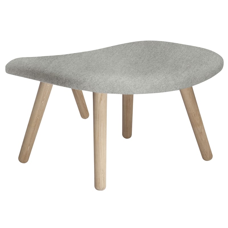 Furniture - Poufs & Floor Cushions - About a Lounge Pouf textile wood grey Tissu Hallingdal - Hay - Natural legs / Light grey fabric seat - Kvadrat fabric, Solid oak