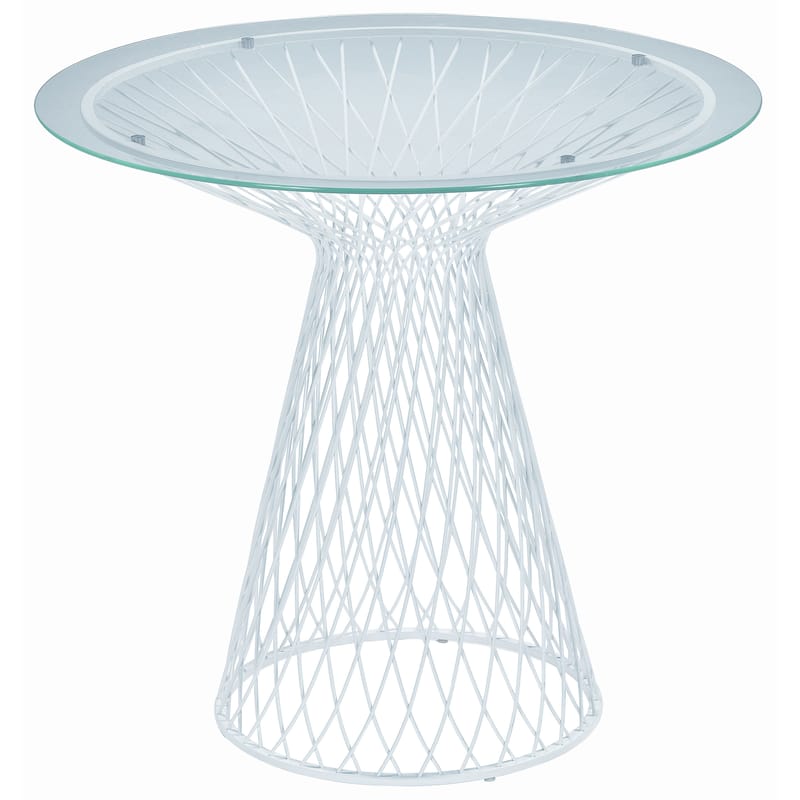 Outdoor - Garden Tables - Heaven Round table glass white Ø 80 - Emu - Matt white - Glass, Steel