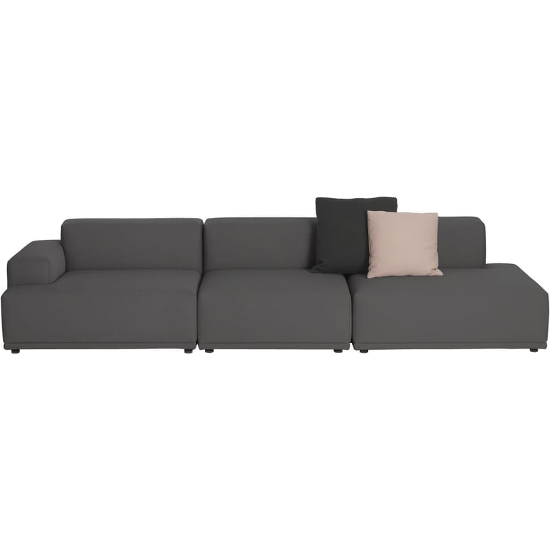 Furniture - Sofas - Connect Straight sofa textile grey  3 modules - W 326 cm - Muuto - Dark grey - Remix 163 - Foam, Kvadrat fabric, Wood