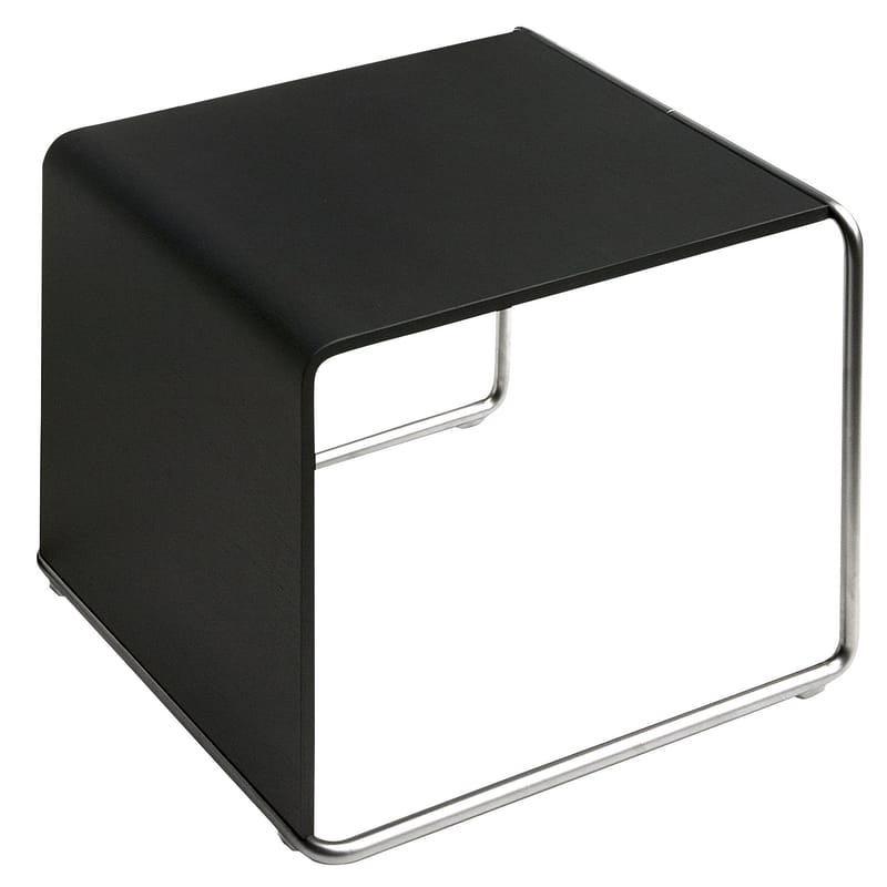 Mobilier - Tables basses - Table d\'appoint Ueno bois noir - Lapalma - Noir pore ouvert - Acier inoxydable sablé, Chêne