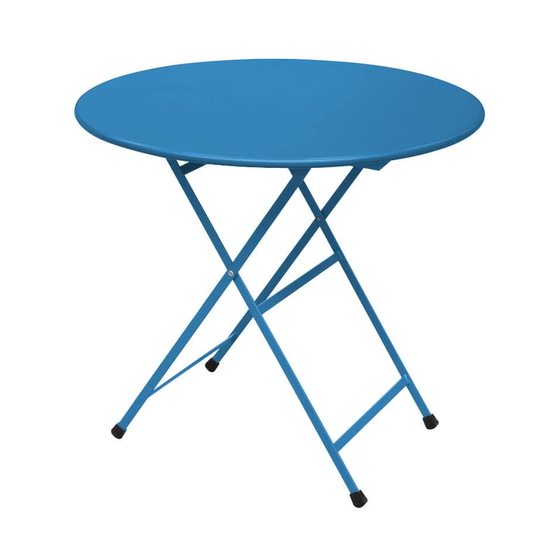 Jardin - Tables de jardin - Table pliante Arc en Ciel métal bleu / Ø 80 cm - Emu - Bleu azur - Acier verni