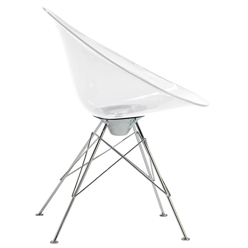 Furniture - Chairs - Ero/S/ Armchair plastic material transparent transparent- Polycarbonate - Kartell - transparent - Chromed steel, Polycarbonate