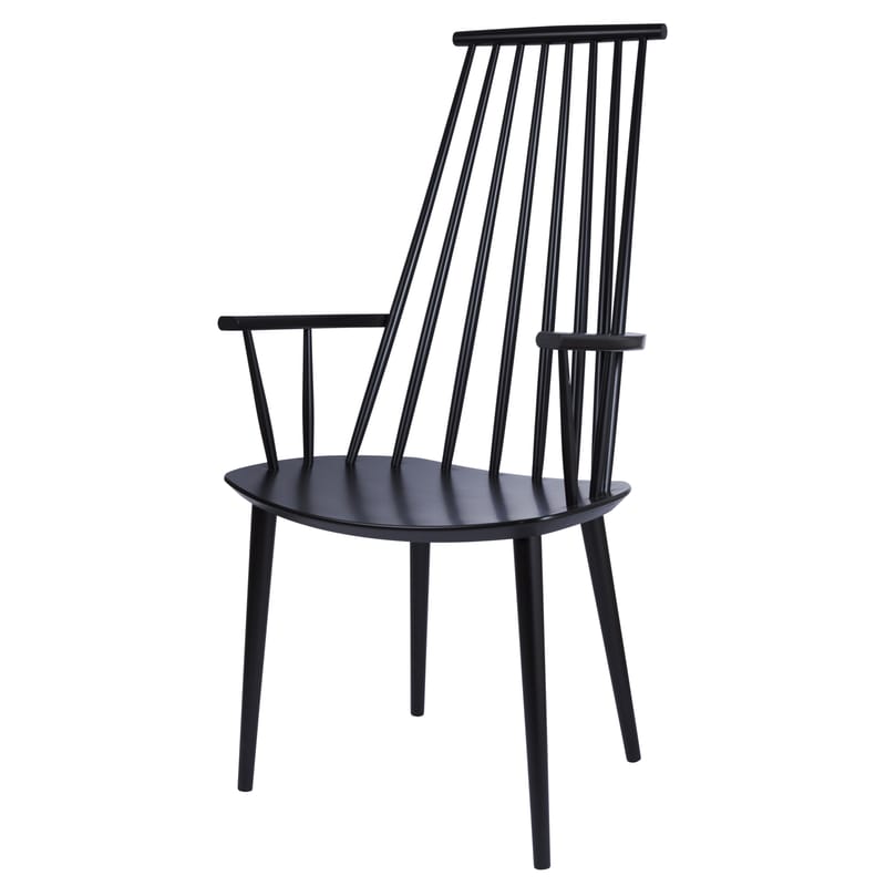 Furniture - Chairs - J110 Armchair wood black Wood - Hay - Black - Tinted solid beech