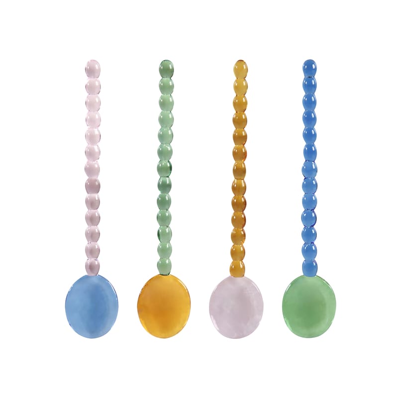 Table et cuisine - Couverts - Cuillère Perle verre multicolore / Set de 4 - Verre - & klevering - Multicolore - Verre