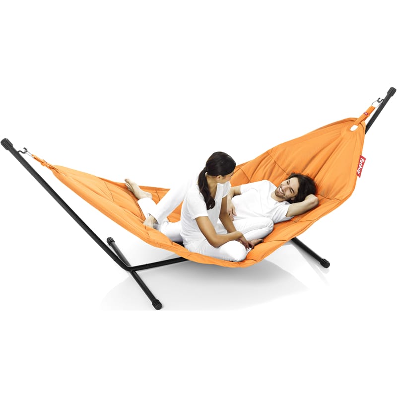 Jardin - Bains de soleil, chaises longues et hamacs - Hamac avec support Headdemock métal tissu orange / Polyester - Fatboy - Orange - Acier, Polyester