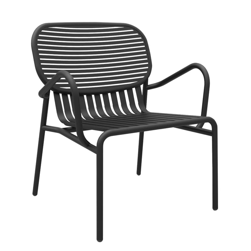 Furniture - Armchairs - Week-end Low armchair metal black Aluminium - Petite Friture - Black - Powder coated epoxy aluminium