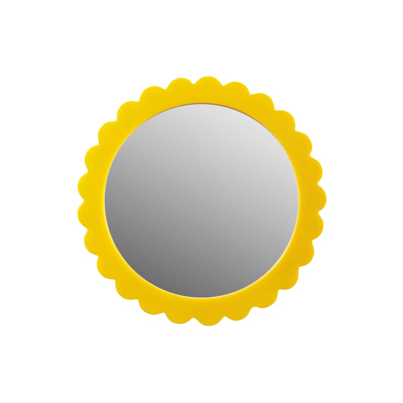 Décoration - Miroirs - Miroir à poser Bloom jaune / Ø 17 cm  - Polyrésine - & klevering - Jaune - MDF, Polyrésine, Verre