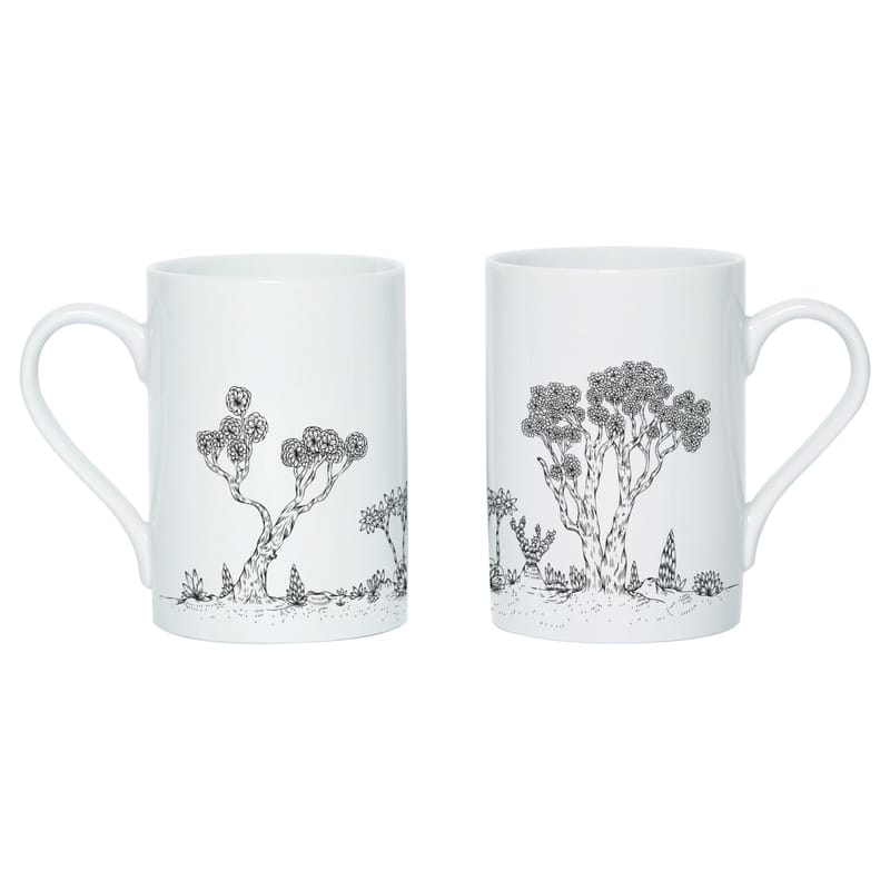 Tableware - Coffee Mugs & Tea Cups - Landscape Mug ceramic white black Screen printed mug - Domestic - White & black - China