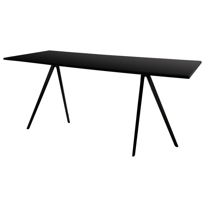 Möbel - Tische - rechteckiger Tisch Baguette holz schwarz 160 x 85 cm - Tischplatte aus MDF - Magis - Tischbeine schwarz - Tischplatte MDF schwarz - lackierte Holzfaserplatte, Lackierter Aluminiumguss