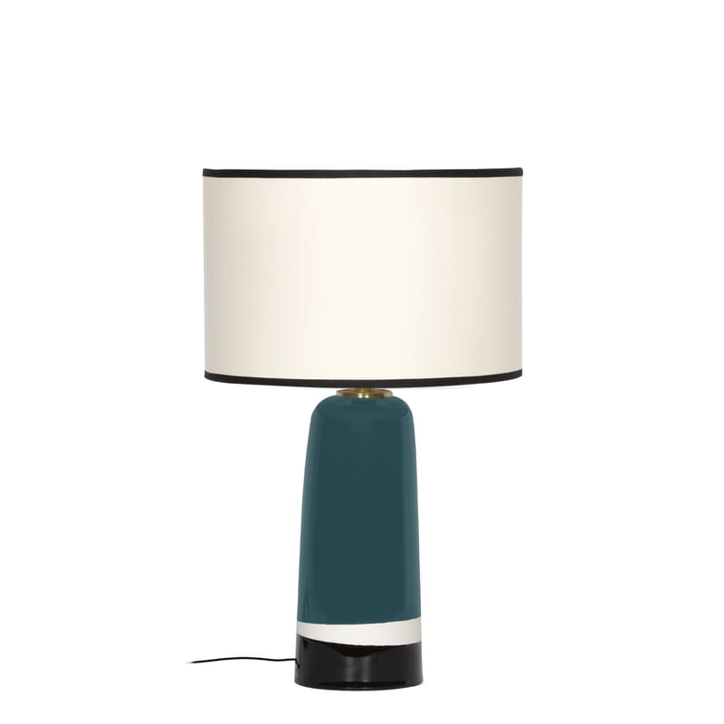 Lighting - Table Lamps - Sicilia Small Table lamp ceramic blue / H 49 cm - Ceramic - Maison Sarah Lavoine - Sarah blue - Ceramic, Cotton
