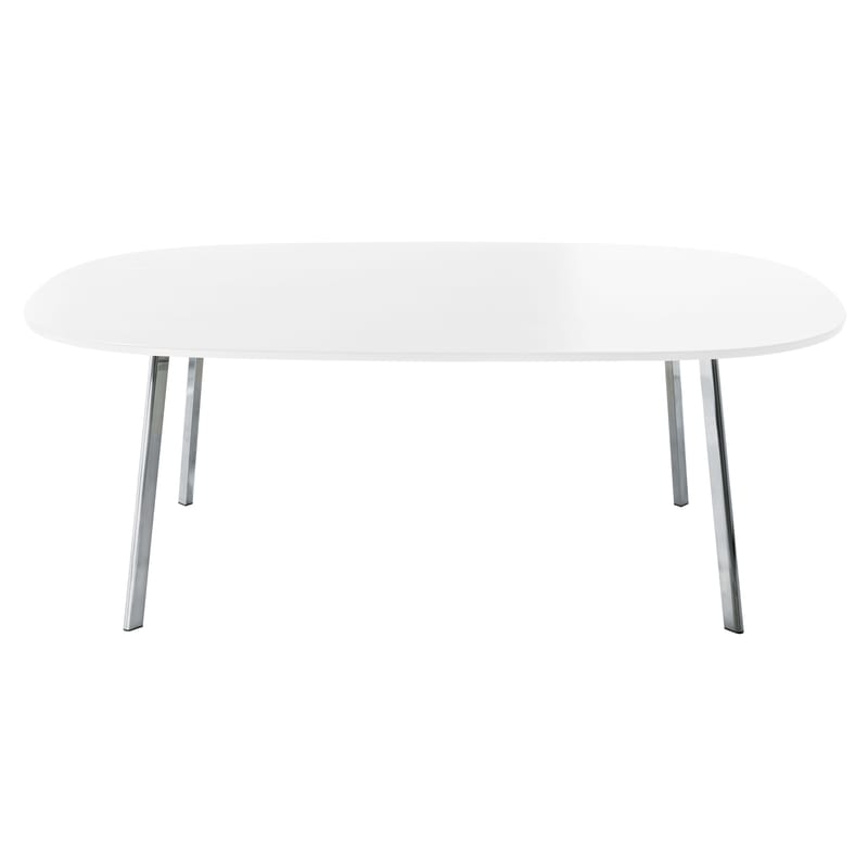 Dossiers - Style industriel - Table rectangulaire Déjà-vu bois blanc / 200 x 120 cm - Magis - Plateau blanc / Pieds chromés - Aluminium poli, MDF verni