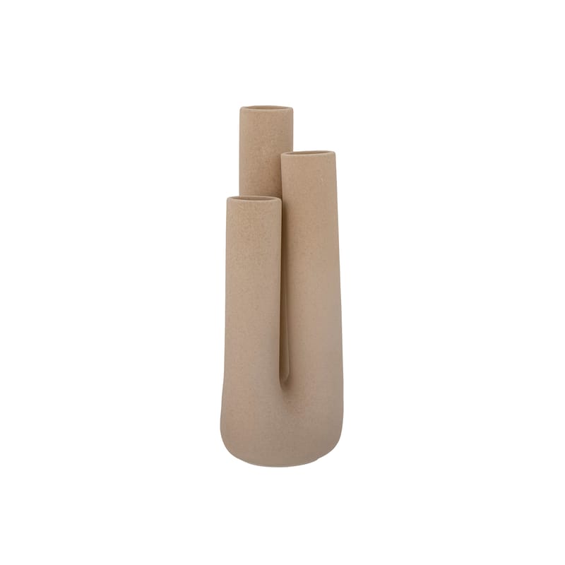 Décoration - Vases - Vase Luka Deco céramique beige / Ø 12 x H 33,5 cm - Bloomingville - Beige naturel - Grès peint