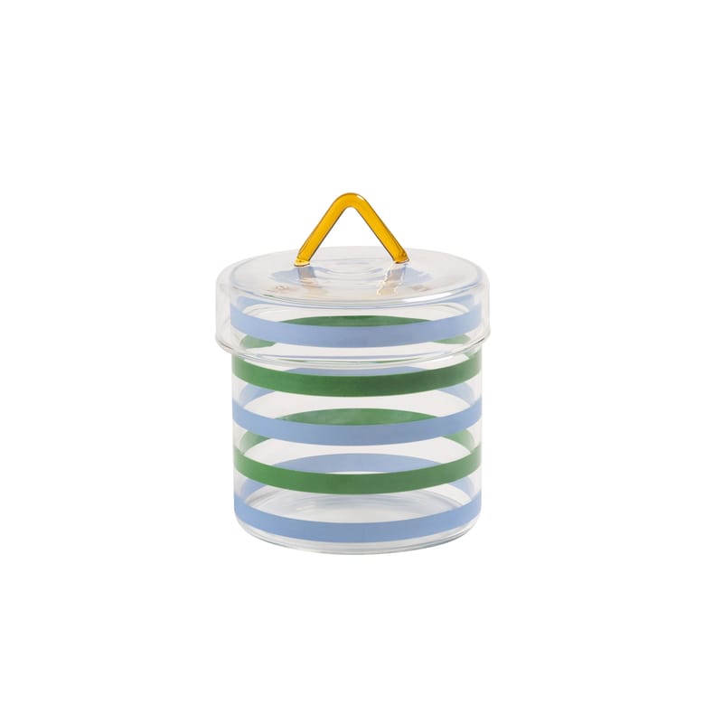 Table et cuisine - Boîtes et conservation - Boîte Stripy verre multicolore / Ø 10 x H 13 cm - & klevering - H 13 cm / Ambre, vert, bleu - Verre