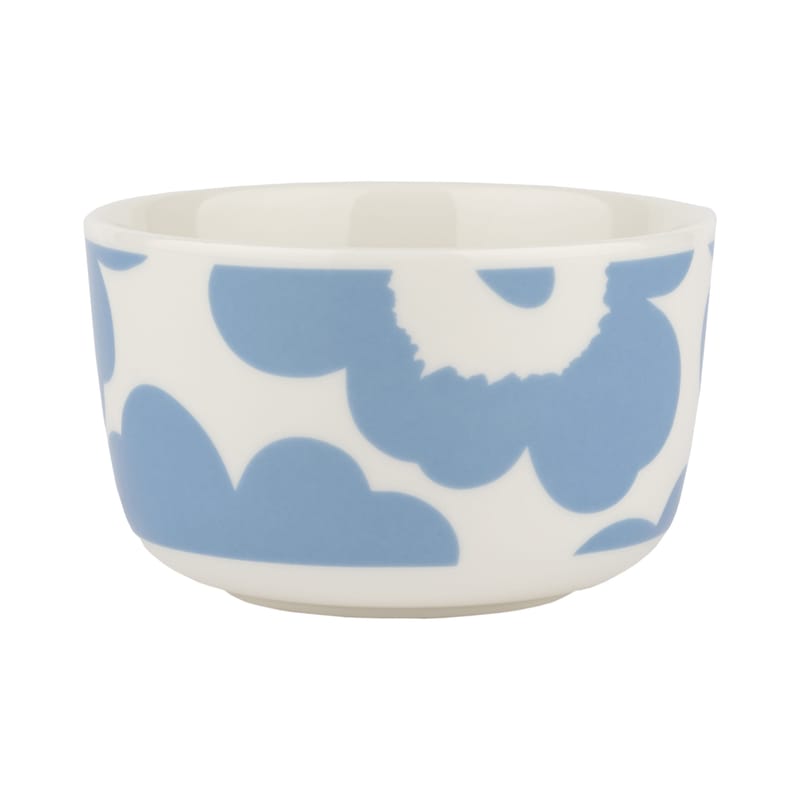 Table et cuisine - Saladiers, coupes et bols - Bol Unikko céramique bleu / Ø 9,5 x H 6 cm - 25 cl - Marimekko - Unikko / Blanc, bleu ciel - Grès