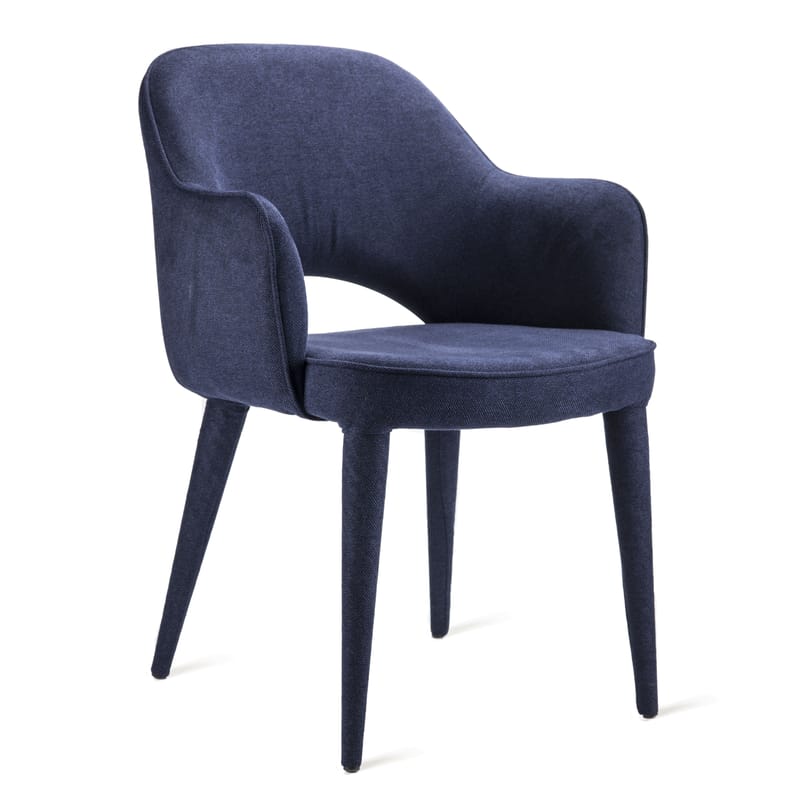 Mobilier - Chaises, fauteuils de salle à manger - Fauteuil rembourré Cosy tissu bleu - Pols Potten - Bleu foncé - Métal, Mousse, Tissu polyester
