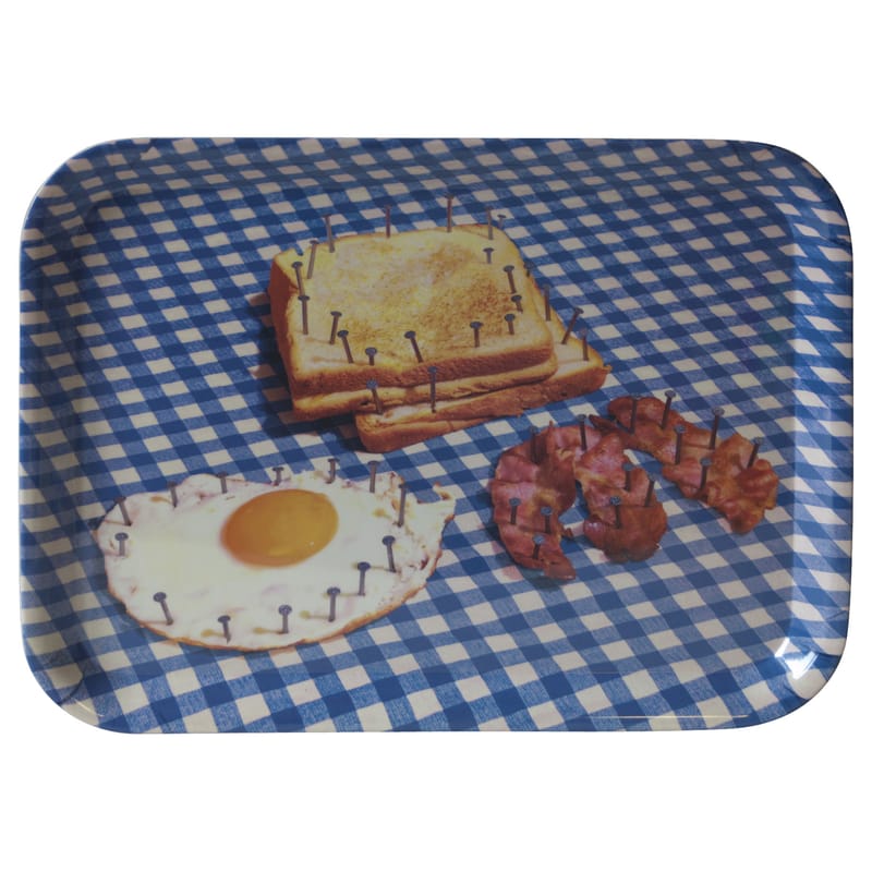 Table et cuisine - Plateaux et plats de service - Plateau Toiletpaper plastique blanc bleu / Breakfast - 43 x 32 cm - Seletti - Breakfast - Mélamine