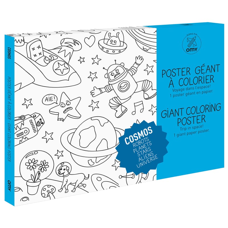 Décoration - Pour les enfants - Poster à colorier Cosmos papier blanc noir / 100 x 70 cm - OMY Design & Play - Cosmos - Papier recyclé