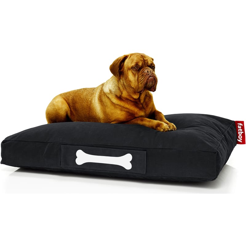 Mobilier - Poufs - Pouf pour chien Doggielounge Large tissu noir / Coton Stonewashed - 80 x 120 cm - Fatboy - Noir - billes EPS, Coton
